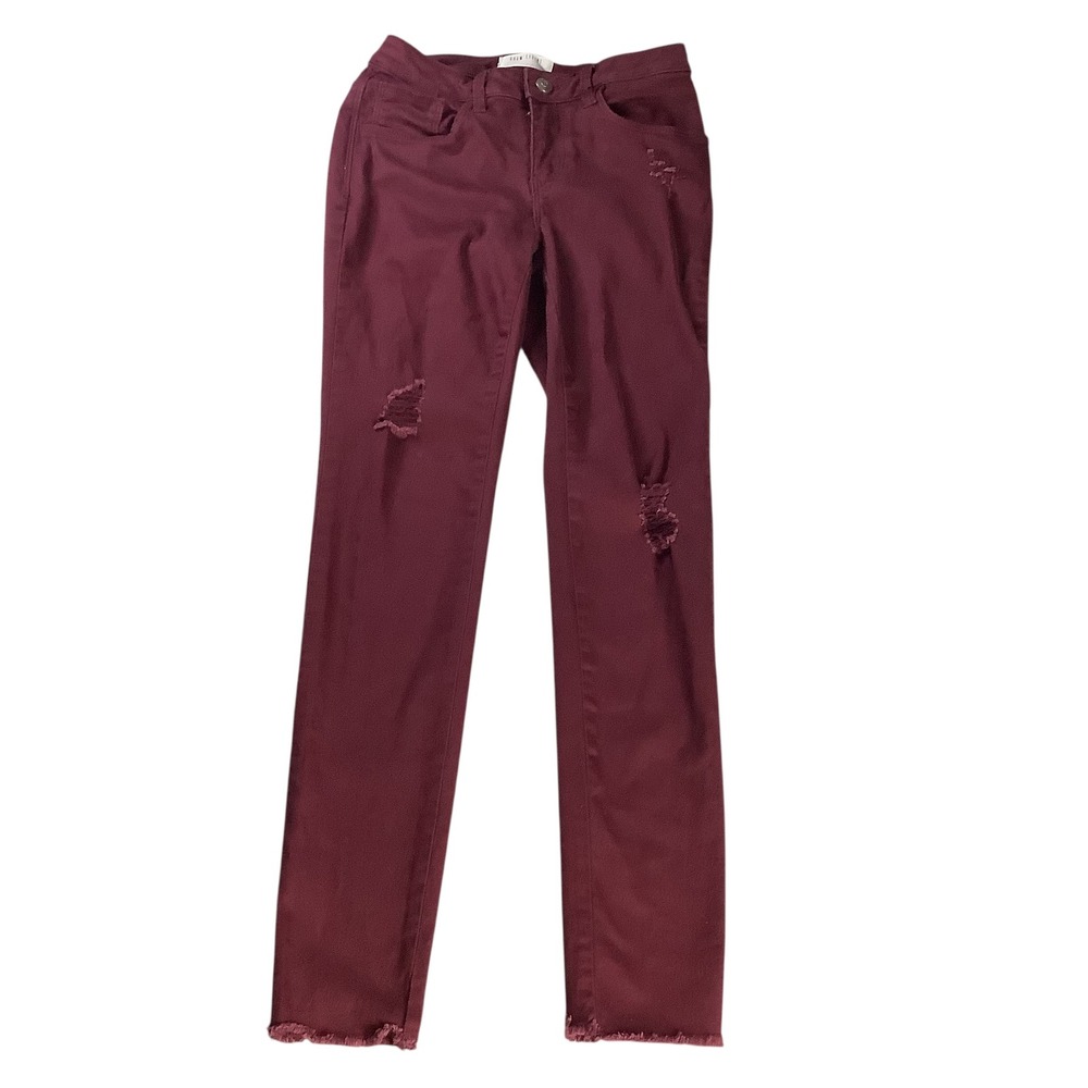 Adam Levine Skinny Fit Distressed Jeans Girls Small Burgundy Maroon Grunge Edgy